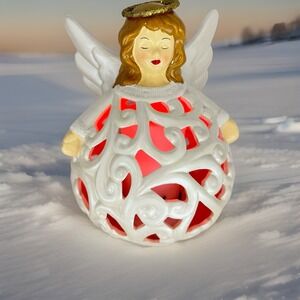 Home Reflections QVC 7.5" Angel W Flameless Soft White / Color Changing Candle